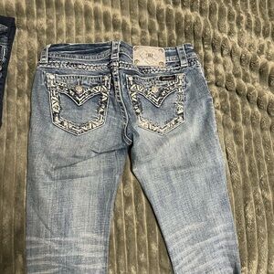 Miss Me Light Blue Boot Cut Jeans with Embellished Pockets